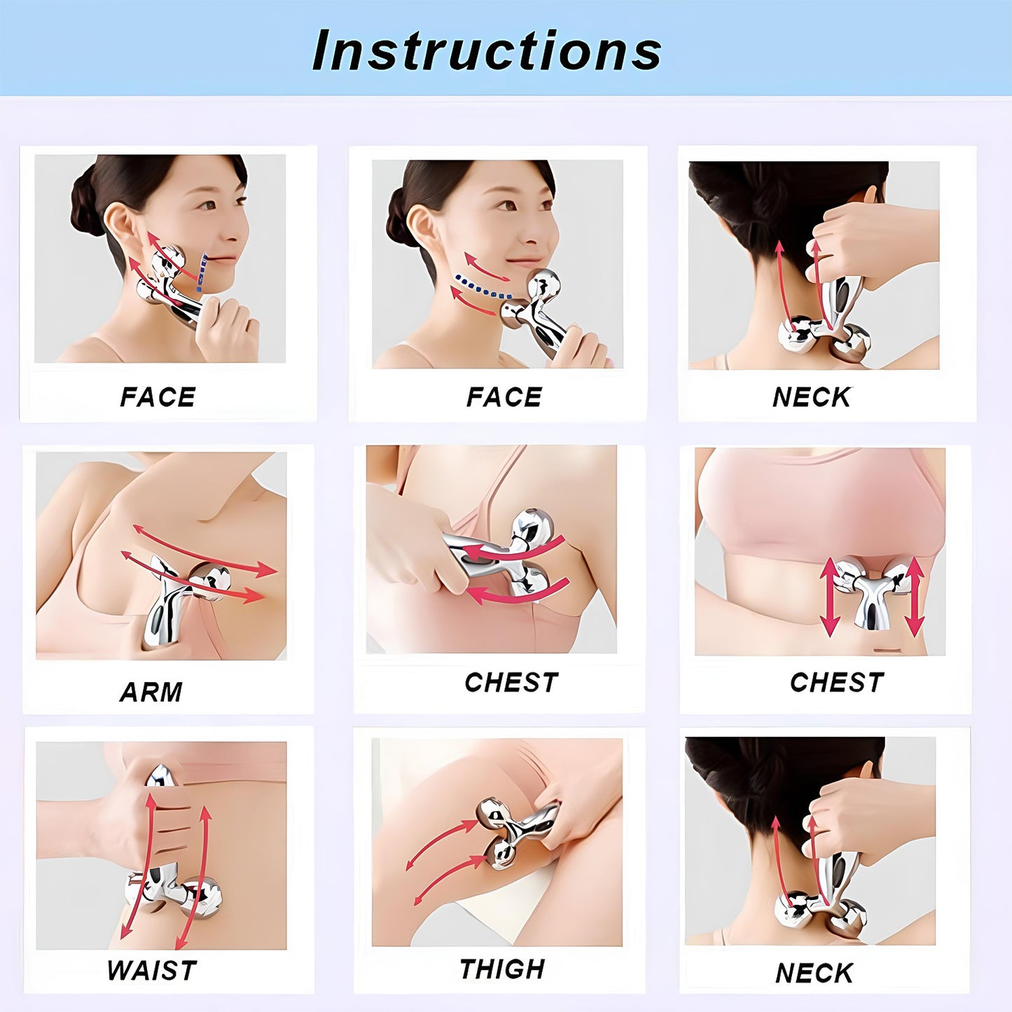 8358 360 Degree Facial Roller Designed For Face Lifting And Skin Tightening Improves Blood Circulation And Reduces Puffiness.