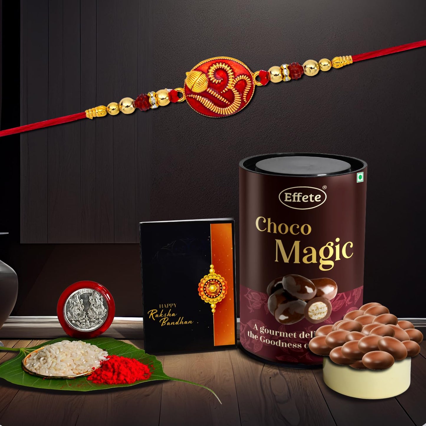 (K1_277_em) Rakhi Combo With Chocolate Magic Rakhi Chocolate For Brother Rakhi With Chocolate Rakhi With Gift Rakhi Combo Set Of 1 Rakhi Chocolate