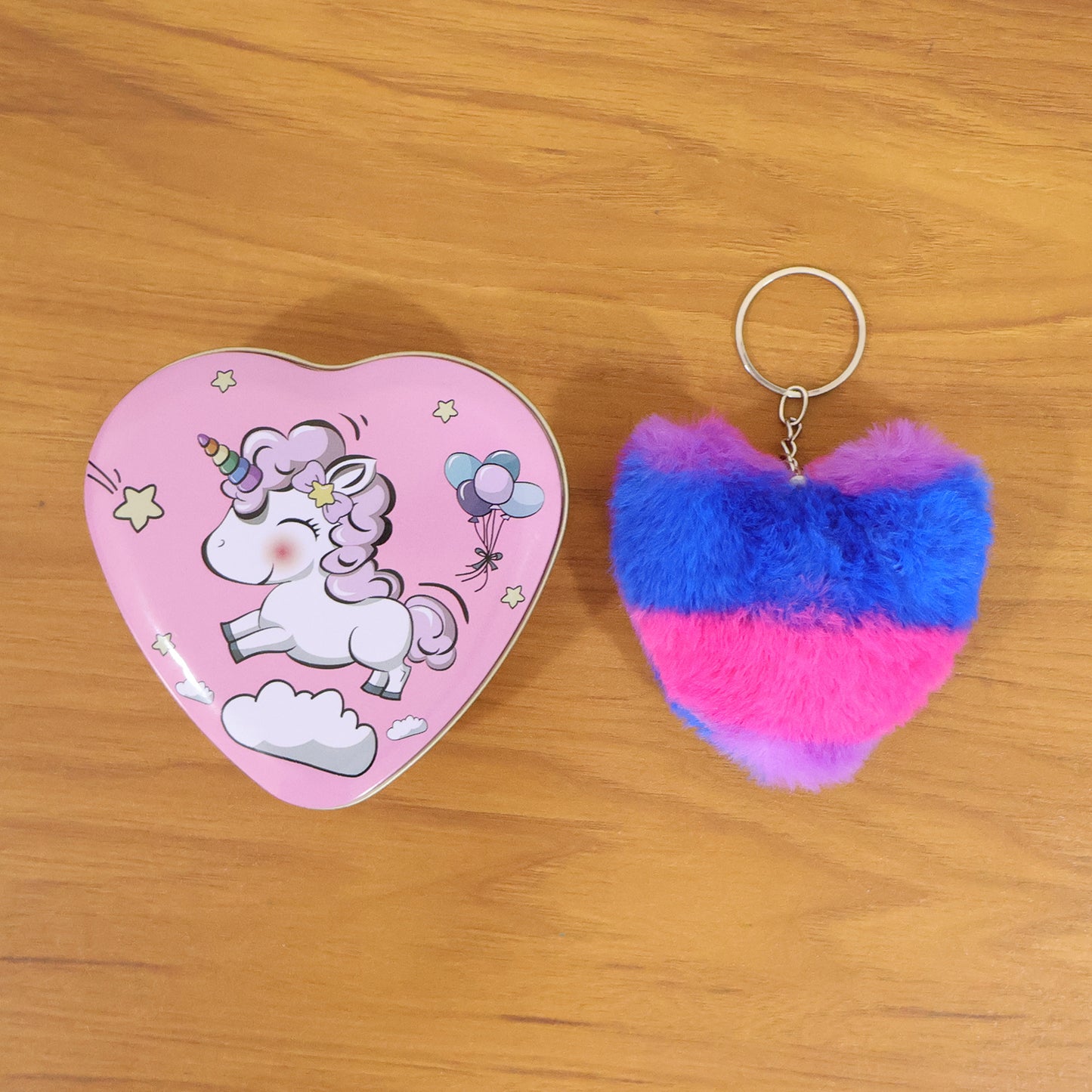 Heart Shape Gift Box Plush Keychain (2 Pc)