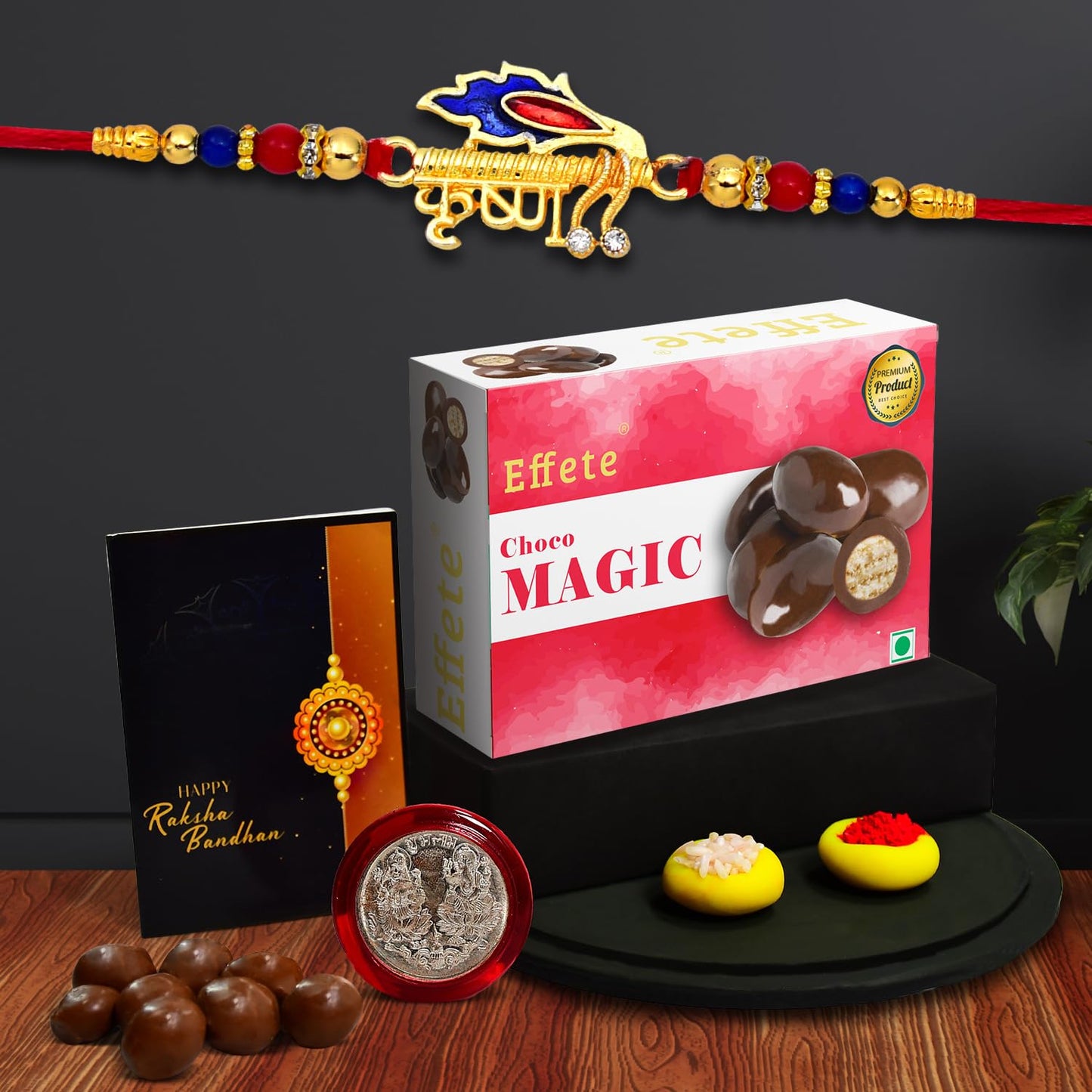 Shri Krishna Rakhi For Brother Set Of 1 With Chocolate Magic 32gm (K1_320_cm32)