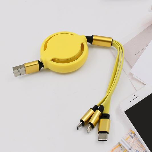 3 In 1 Retractable Charger Charging Cable (1 Pc Mix Color)