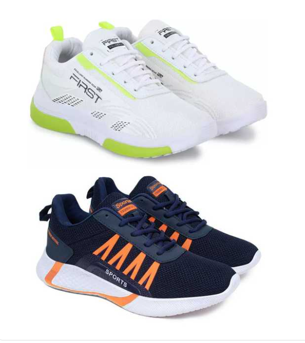 Pair of men's sports shoes in white and blue, size 6, by 18549, shown in a pack of two for activewear and running.