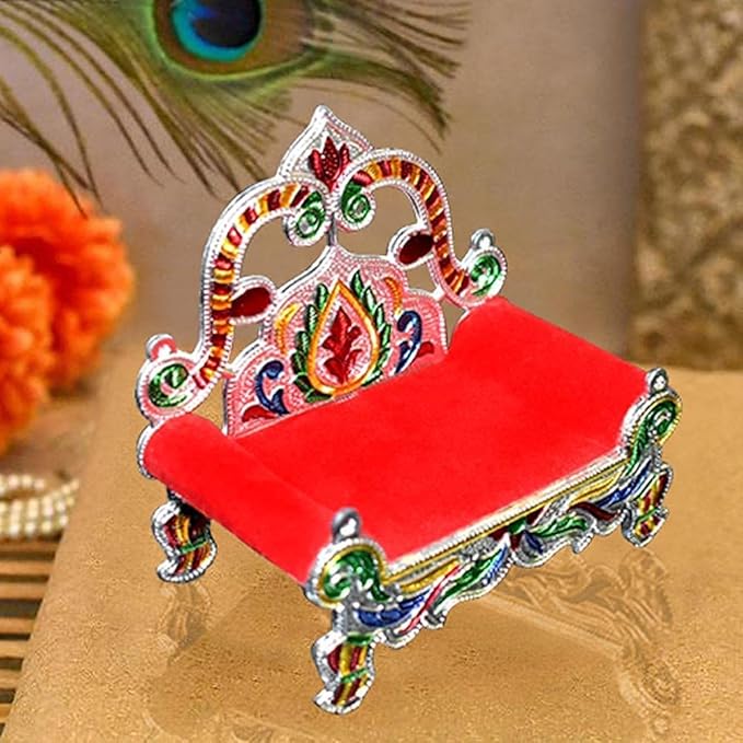Wooden Bal Gopal Singhasan, handcrafted Pooja articles for Laddu Gopal, Thakorji, and Janmashtami celebrations.