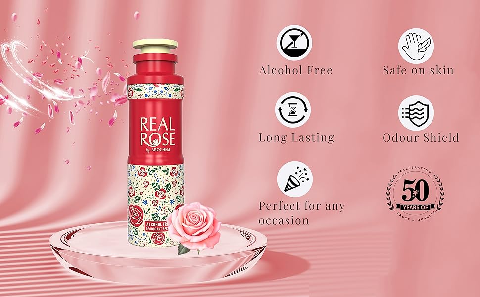 Real Rose Alcohol Free DeoDorant Spray 200ml (Pack of 2)