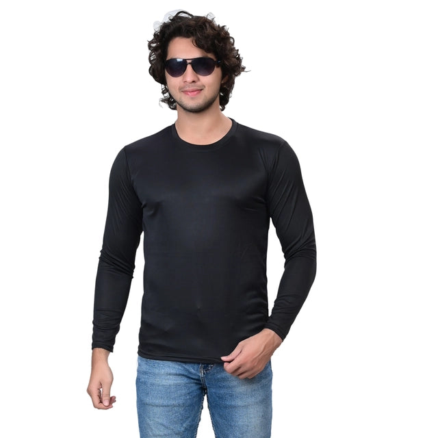 Black men's round neck solid T-shirt from 18594, in size small, made of comfortable fabric, casual style.