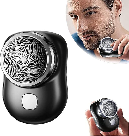 Mini-Shave portable electric shaver for men, nose and ear hair trimmer, 2023 upgrade compact electric razor in black.