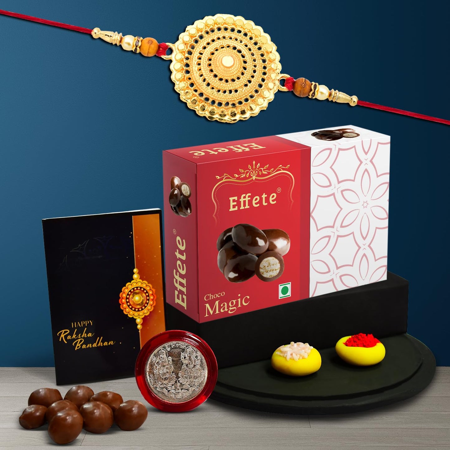 (K1_402_em32) Rakhi Combo With Chocolate Magic 32gm Rakhi Chocolate For Brother Rakhi With Chocolate Rakhi With Gift Rakhi Combo Set Of 1 Rakhi Chocolate