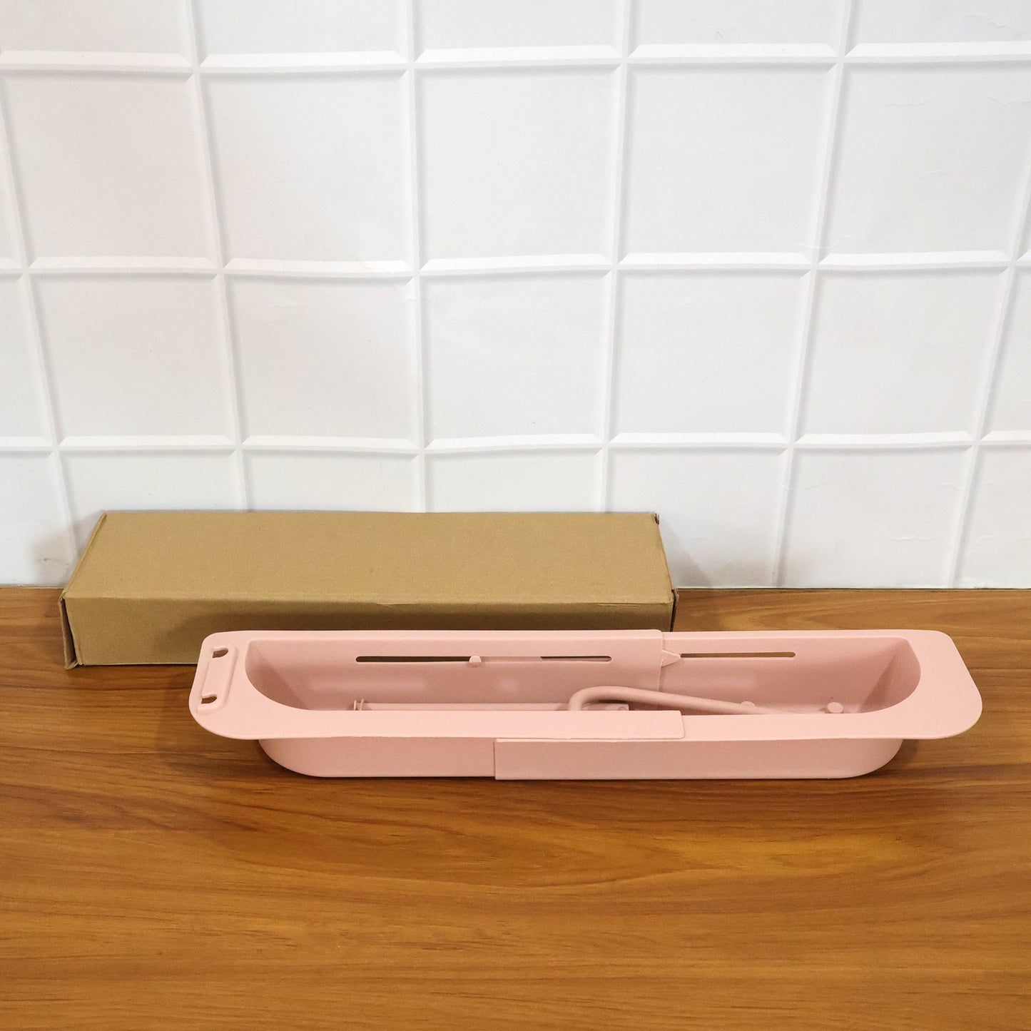 Kitchen Sink Organizer Rack With Towel Holder Drain Tray (1 Pc)