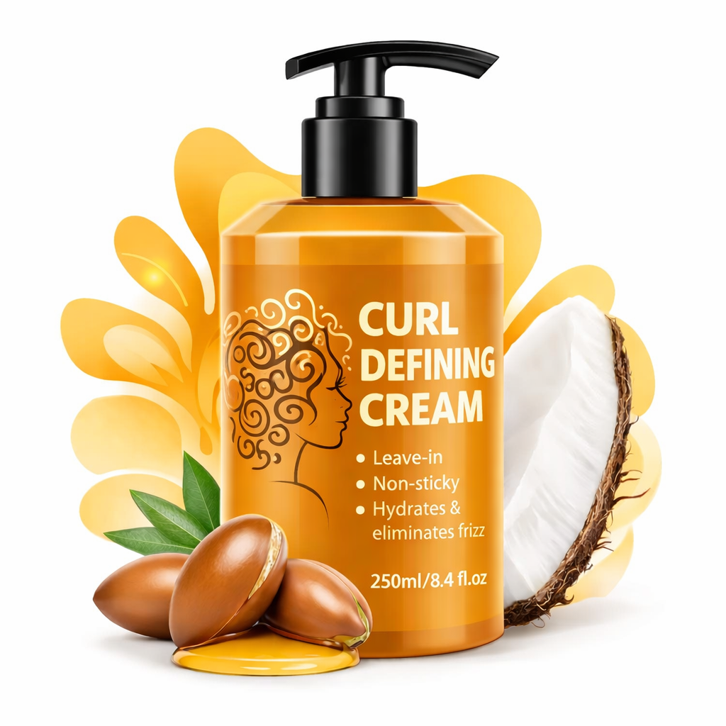 Drpshippr curl defining cream jar with label, showcasing creamy texture in a clear container for curly hair styling.
