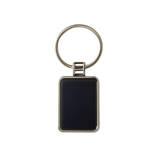 Premium Rectangular Black Silver Metal Keychain (1 Pc)