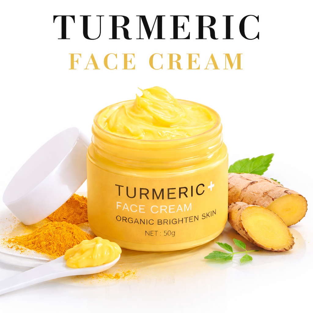Drpshippr turmeric face cream in a white jar with a green label, suitable for beauty and skincare daily use.
