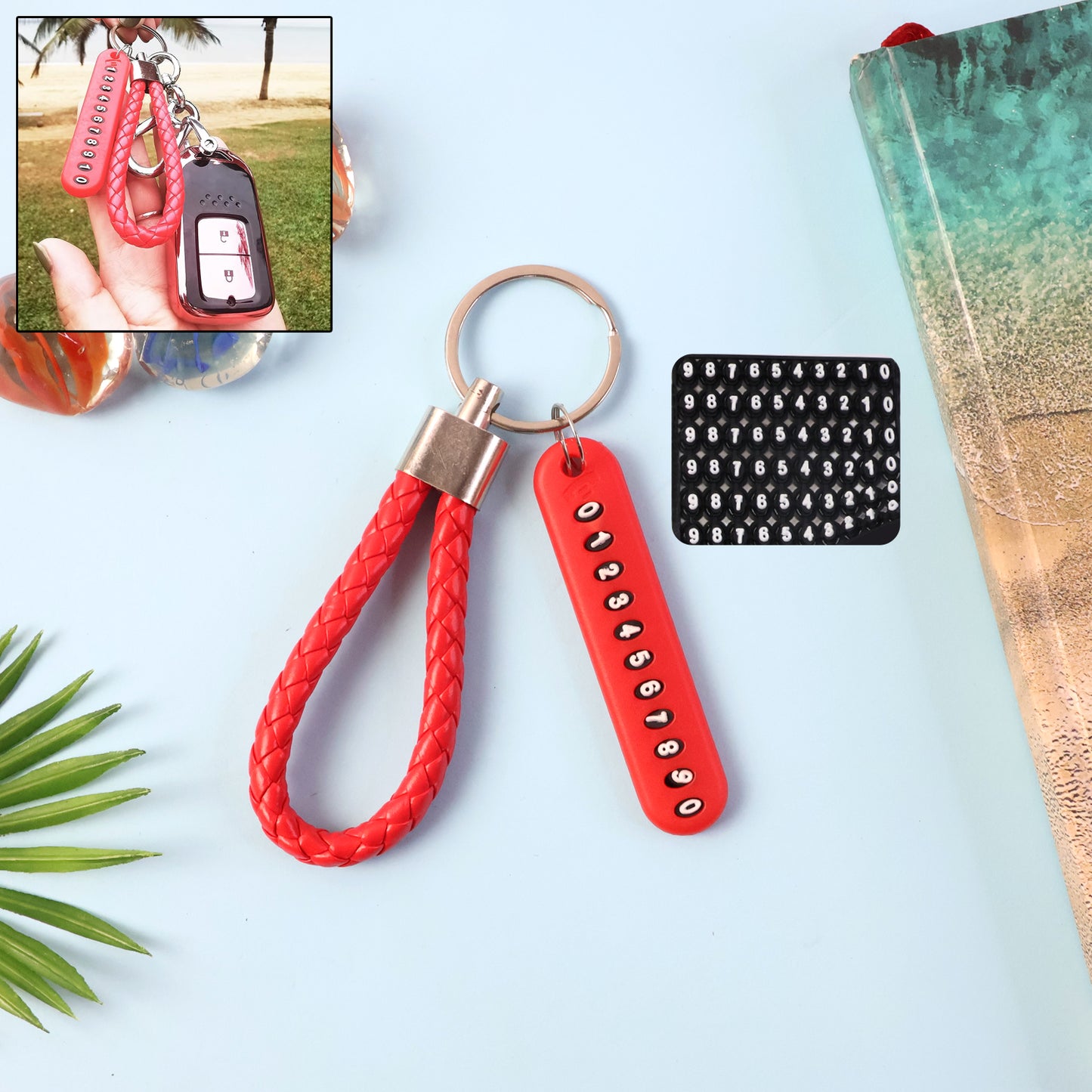 Anti-lost Keychain With Number Plate 1 Pc