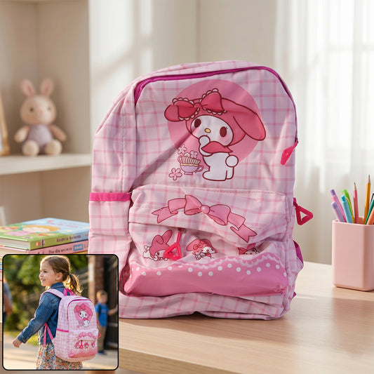 Cute Bow And Bunny Design Backpack (1 Pc 13 Inch)