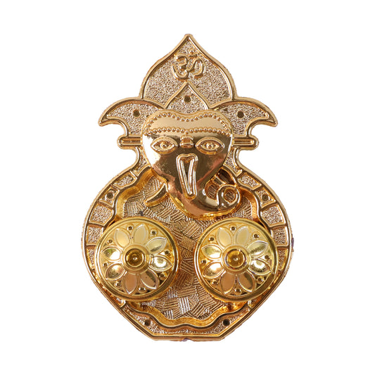 Golden Lord Ganesha Kumkum dish from Wukusy, traditional home decor accessory for religious or spiritual use.