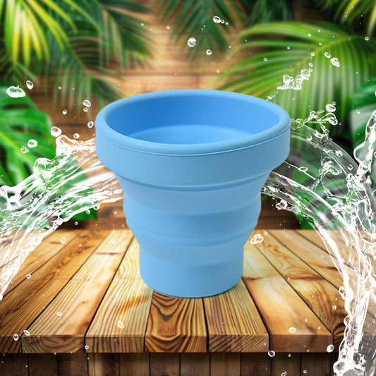 Wukusy round silicone foldable travel mug without lid, flexible glass material, ideal for portable home and kitchen use