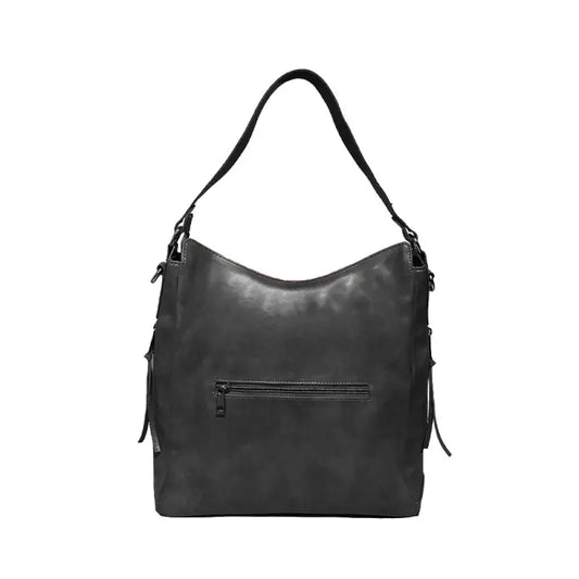 Black Vegan Leather Shoulder Bag | Spacious, Water-Resistant, Lightweight & Adjustable Strap