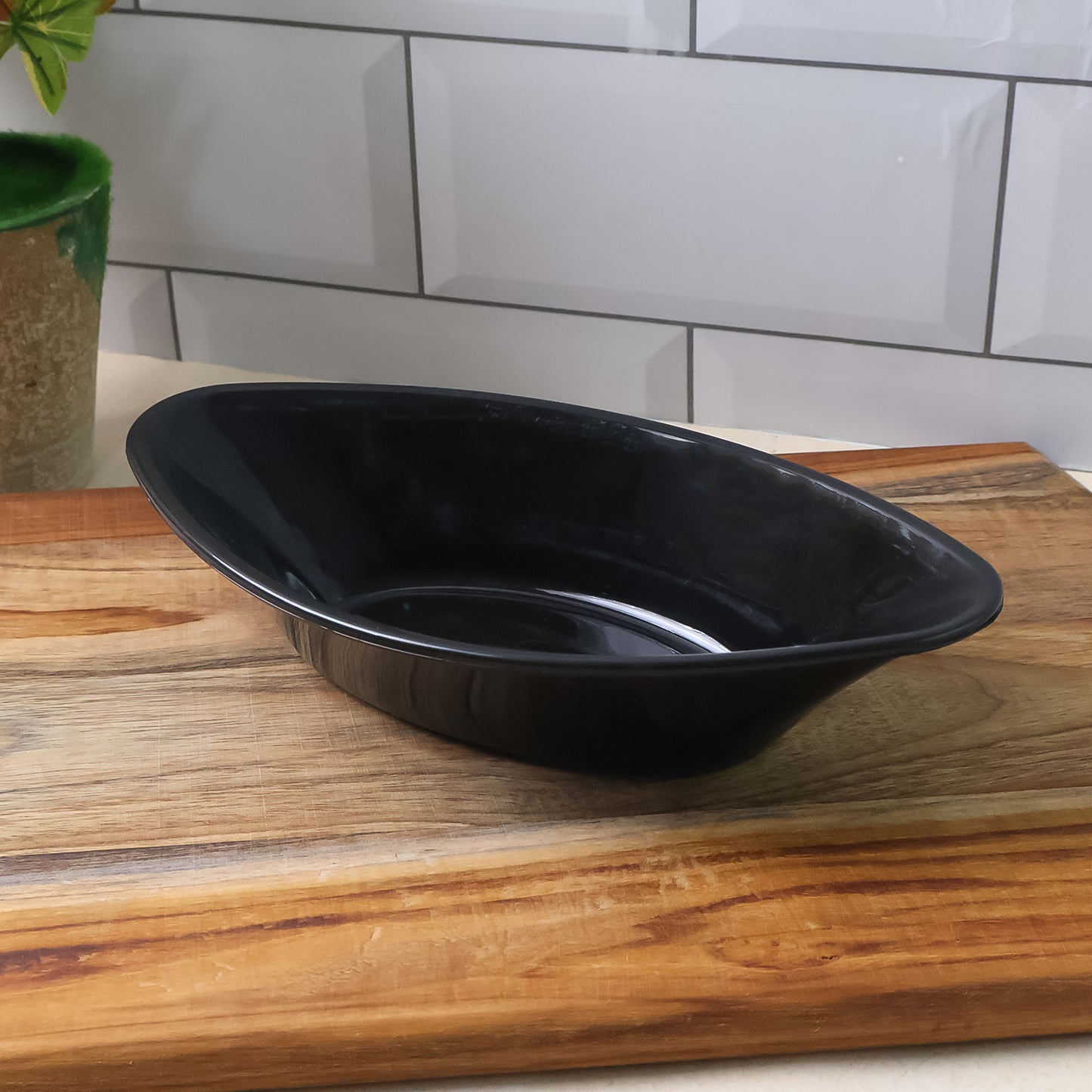 Plastic Marin Serving Bowl Elegant Oval Deep Bowl (1 Pc Balck)