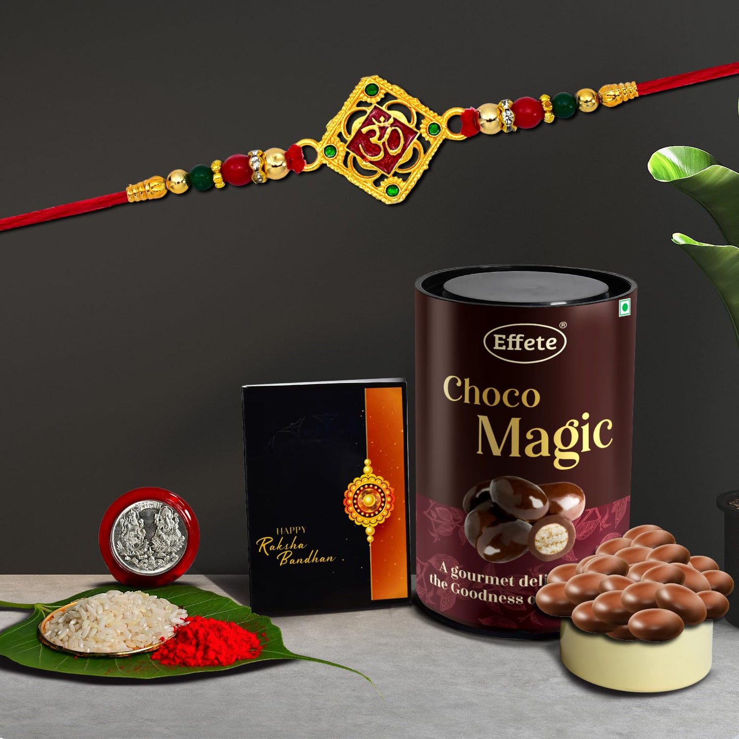 (K1_326_em) Rakhi Combo With Chocolate Magic Rakhi Chocolate For Brother Fancy Rakhis For Men Stylish Rakhi With Gift Rakhi Combo Set Of 1 Chocolate