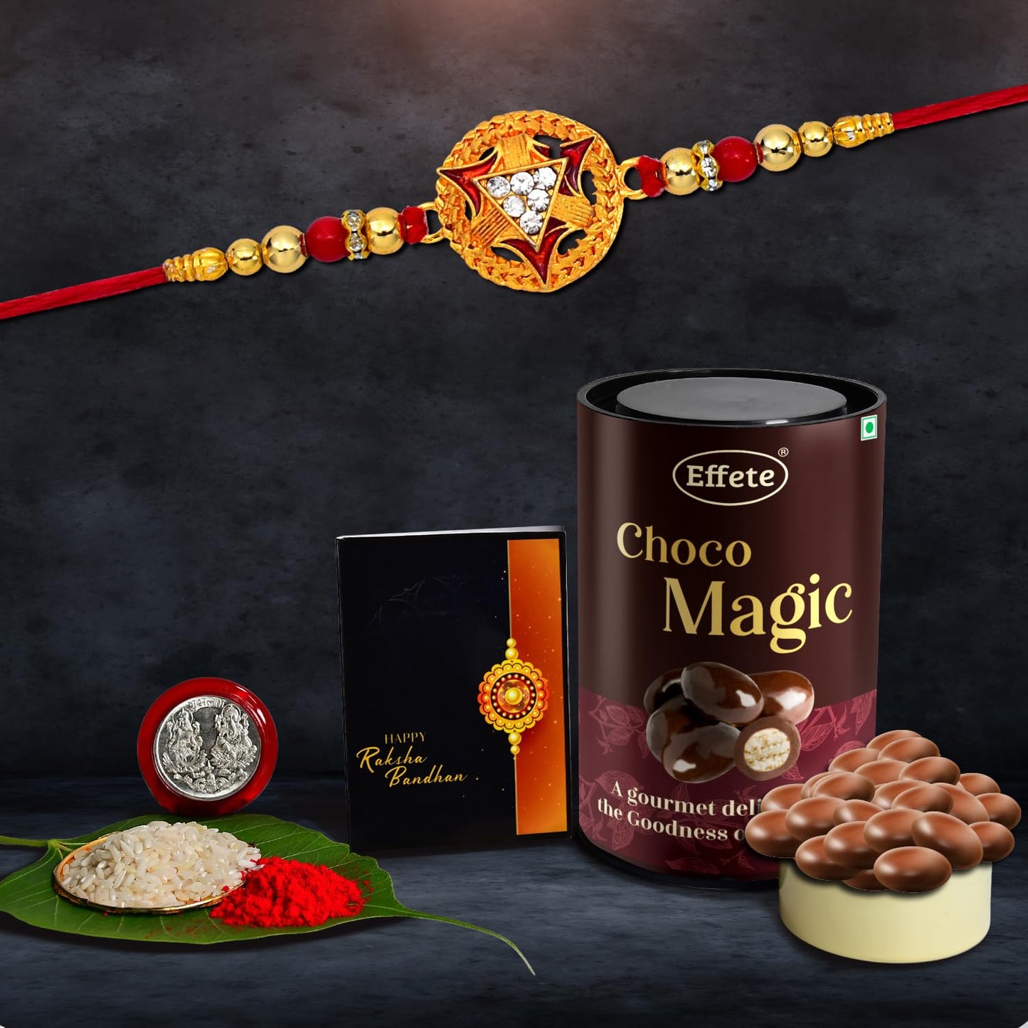 (K1_324_em) Rakhi Combo With Chocolate Magic Rakhi Chocolate For Brother Rakhi With Chocolate Rakhi With Gift Rakhi Combo Set Of 1 Rakhi Chocolate