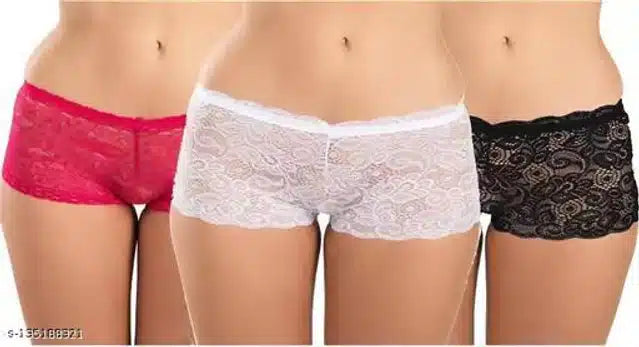 Net Briefs for Women (Multicolor, L) (Set of 3)