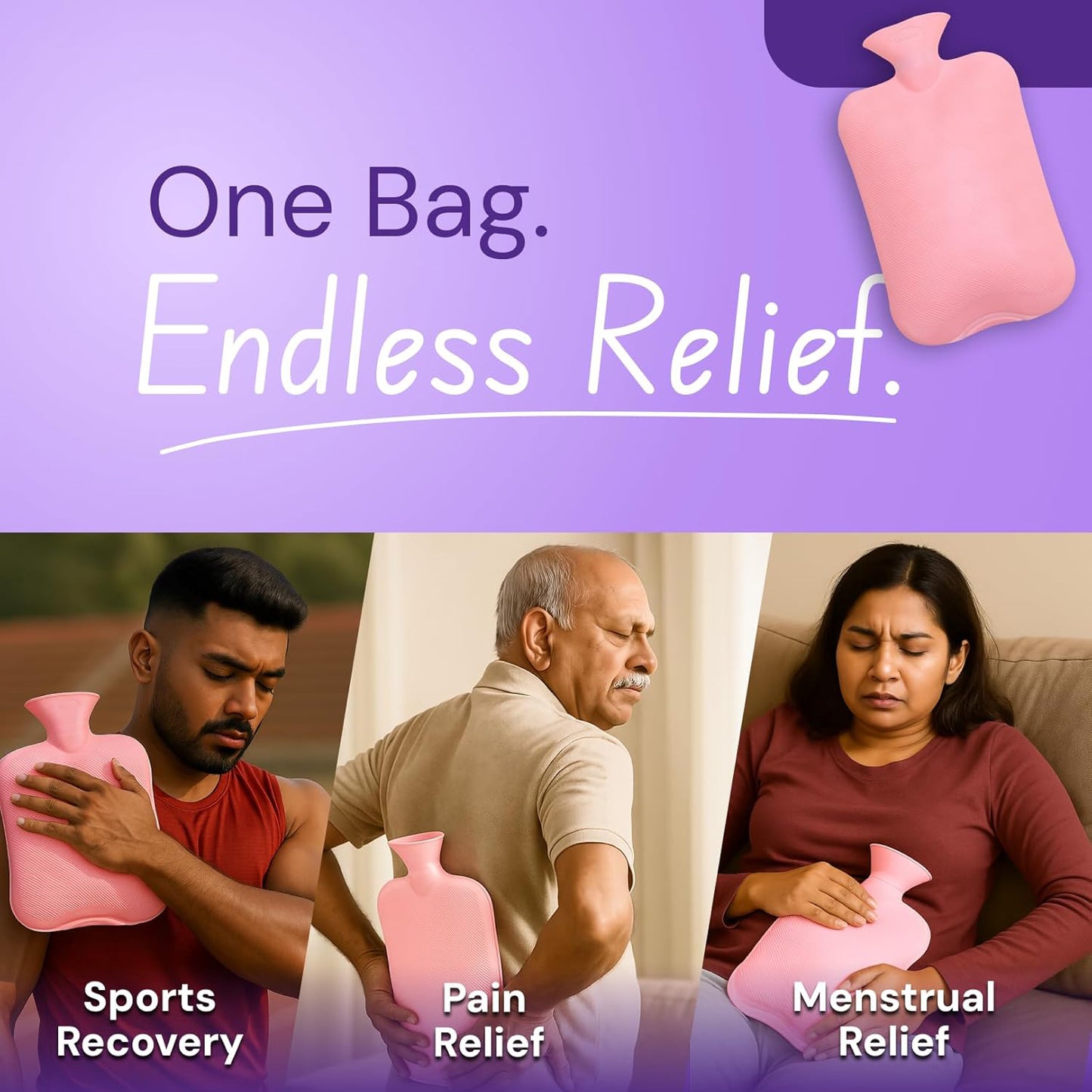 Premium Quality Rubber Hot Water Bag (31 X 19 Cm 1 Pc)