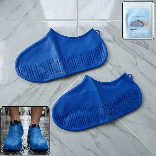 Waterproof Silicone Shoe Cover Blue Color (1 Pair Medium Size)