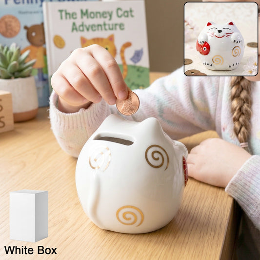 Ceramic Cat Piggy Bank Cute Coin Saving Box For Kids And Adults