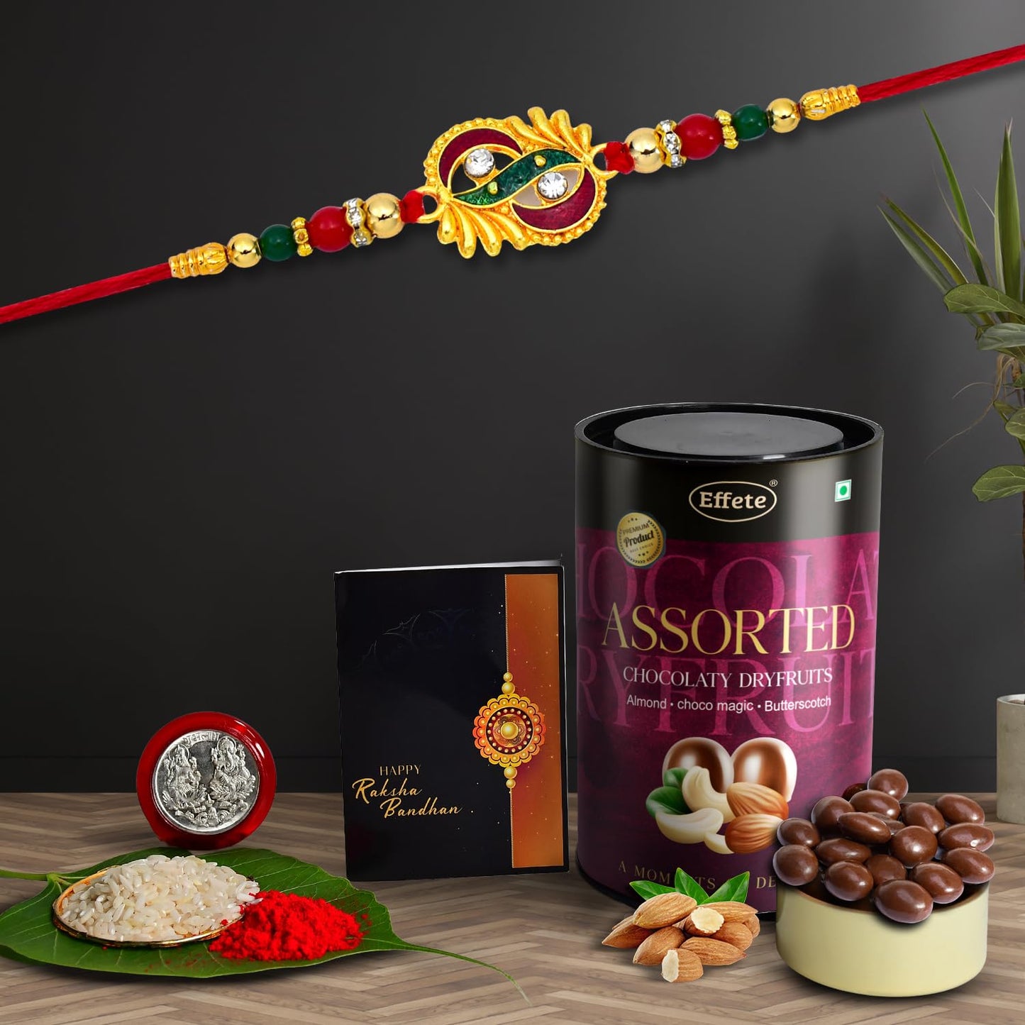 Rakhi (K1_273_as) Assorted Chocolate Dryfruits 96gm Rakhi Combo With Card And Chocolate Chocolates Gift Rakhi Chocolate For Brother Rakhi With Gift Set Of 1 Rakhi