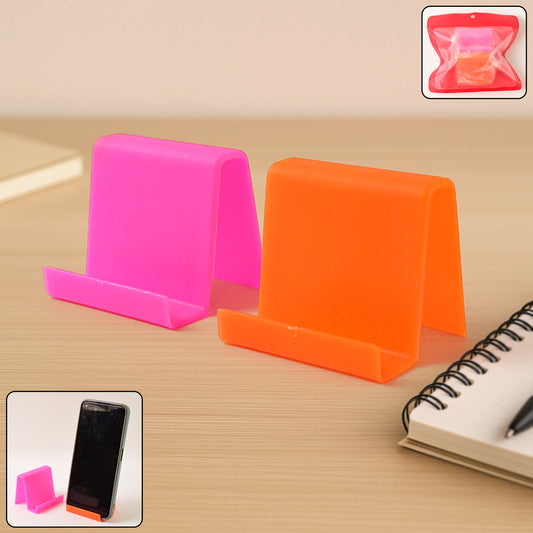 Two Wukusy durable plastic mobile phone stands with angled support in mixed colors, ideal for hands-free viewing and stability.