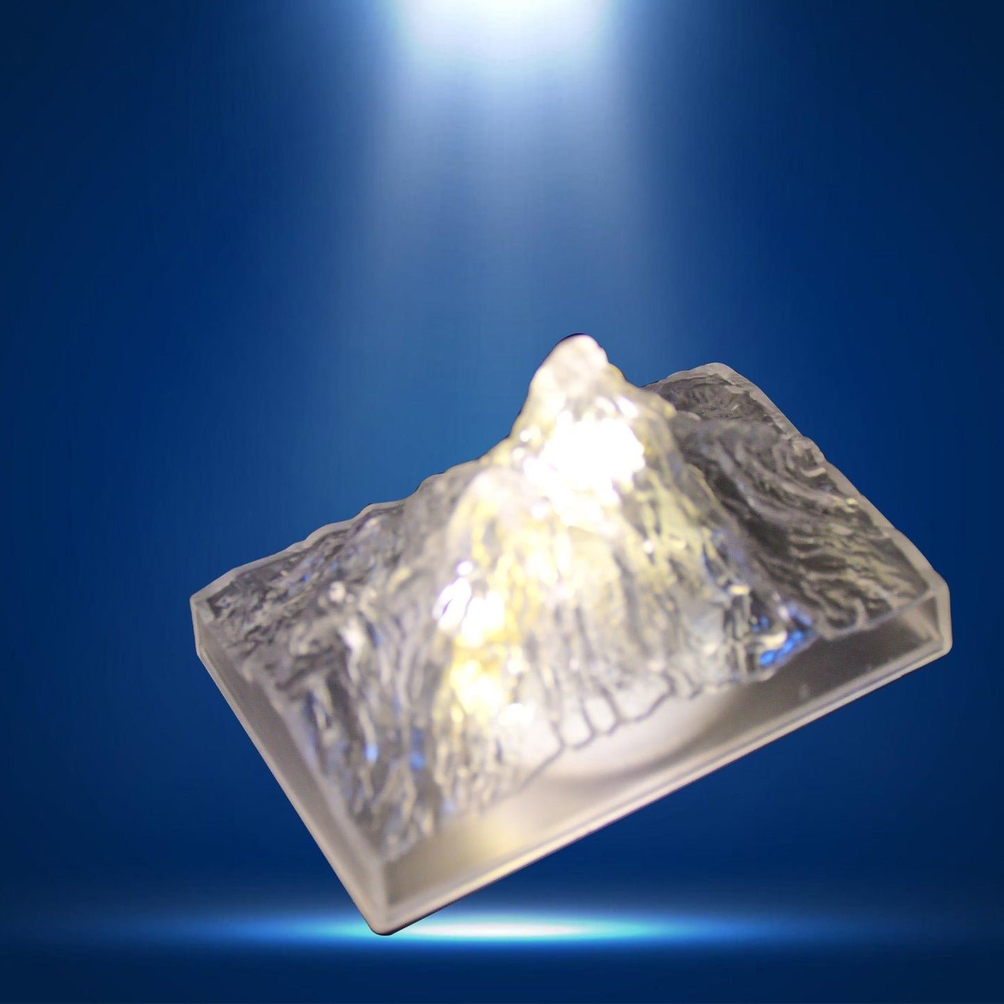 Wukusy plastic iceberg night light with mountain design, flameless clear LED lamp for home decor, bedroom, or party atmosphere.