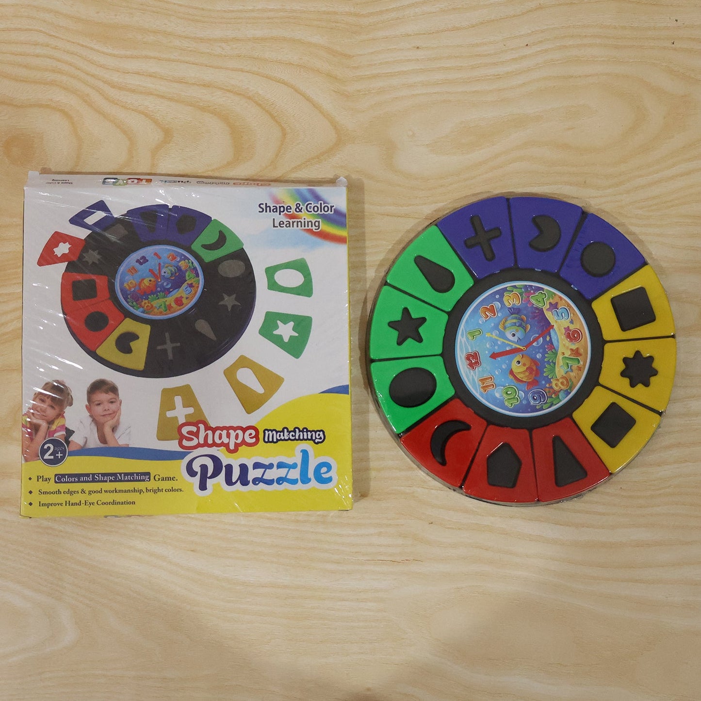 Shape Color Matching Learning Puzzle Toy With Clock For Kids Toddlers (1 Pc)