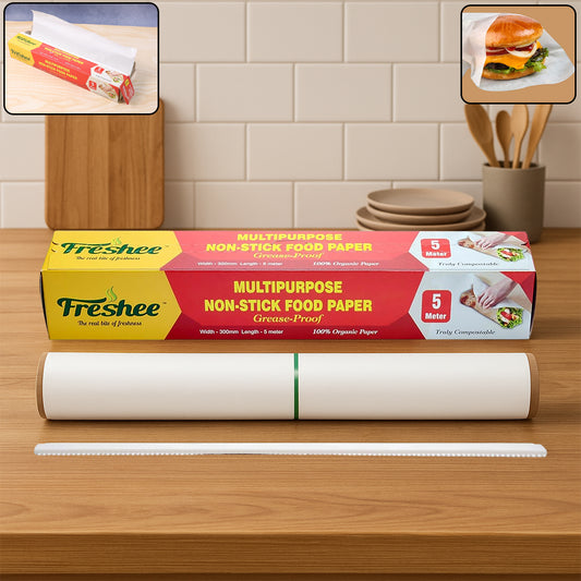 Wukusy Freshee multipurpose grease-proof non-stick food paper roll, 300mm x 5 meters, ideal for kitchen food prep and wrapping.