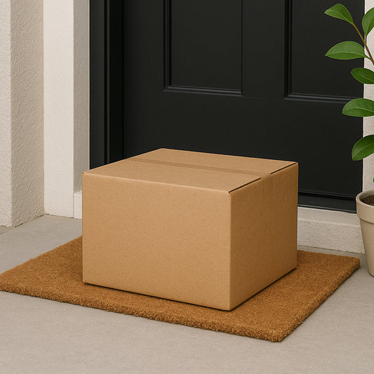 Brown heavy-duty packing box by Wukusy, 8x20x20 cm, sturdy cardboard for secure product shipping and storage.