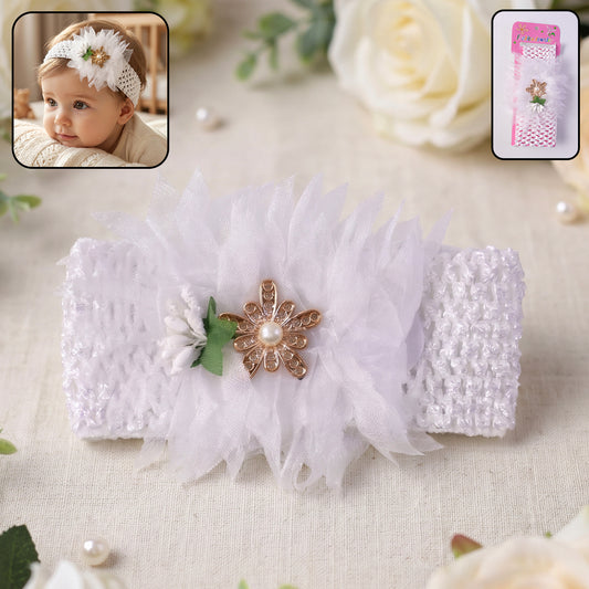 Soft elastic floral baby headband by Wukusy, stylish and stretchable hair band with colorful floral pattern for infants