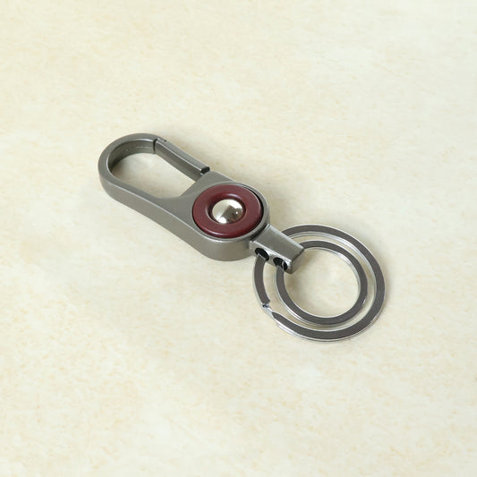 Premium Metal Key Holder With Dual Ring Secure Clip (1 Pc)