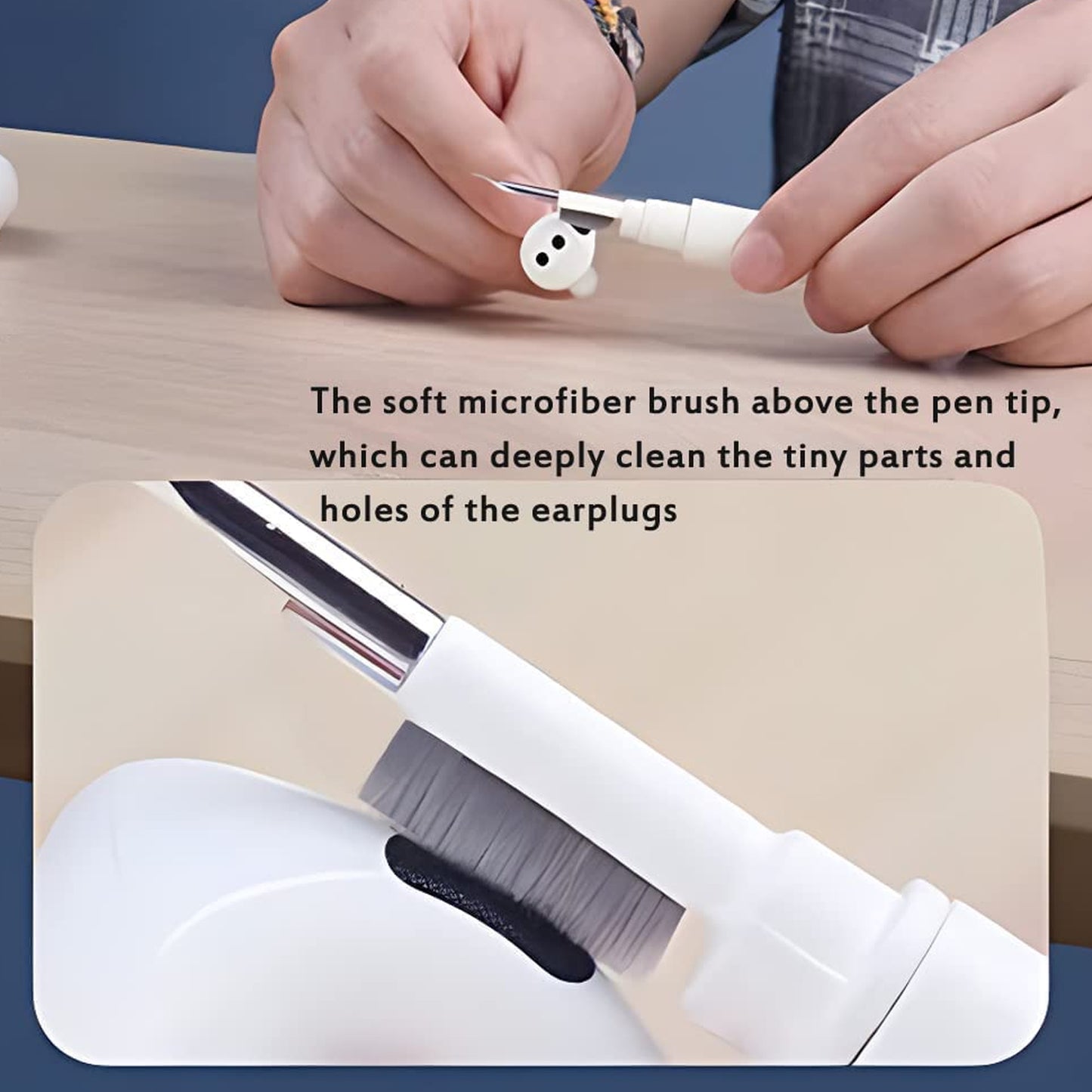 Wukusy 6188 3-in-1 earbuds cleaning pen for safe, easy cleaning of ear buds and earphones without damage, mobile accessories.