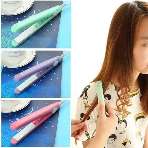 Wukusy 1215 mini portable electronic hair straightener and curler with dual styling plates, compact design for travel and on-the-go use