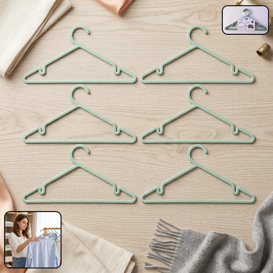 Apex Gripi Cloth Hanger Durable Plastic Clothes Hangers For Wardrobe (6 Pc)