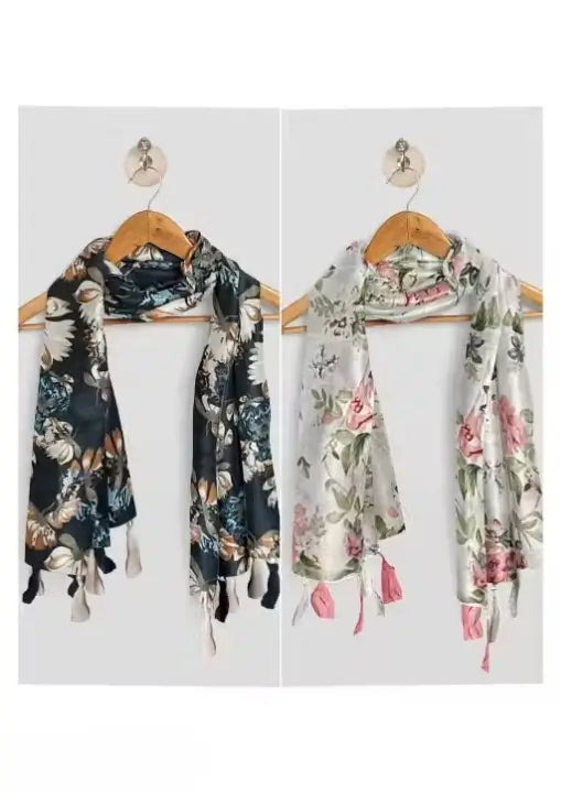 Printed Chiffon Stoles – Pack of 2 Stylish Scarves