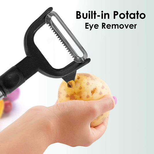 Wukusy 2618 2-in-1 double julienne and vegetable peeler with ergonomic handle and stainless steel blades for easy vegetable prep