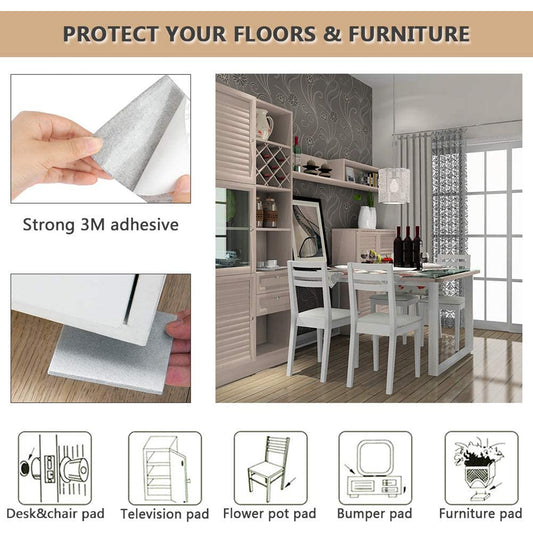 Wukusy furniture pad set with four square felt floor protectors for home furniture, preventing scratches on hardwood and tile floors.