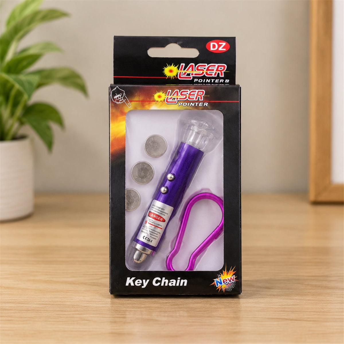 Wukusy laser pointer keychain light with flower cap and clip, portable and compact for everyday carry.