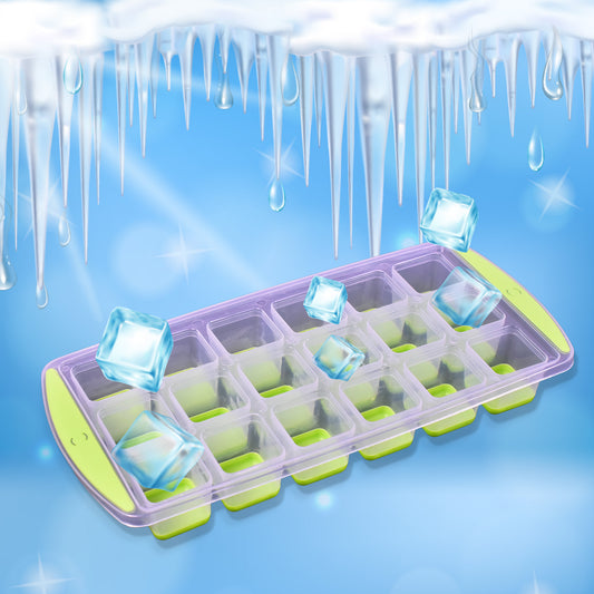 7169 18 Cavity Pop Up Ice Cube Tray Easy Release Flexible Silicone Bottom Ice Tray Stackable Ice Tray 100 Bpa Free Food Grade For Freezer