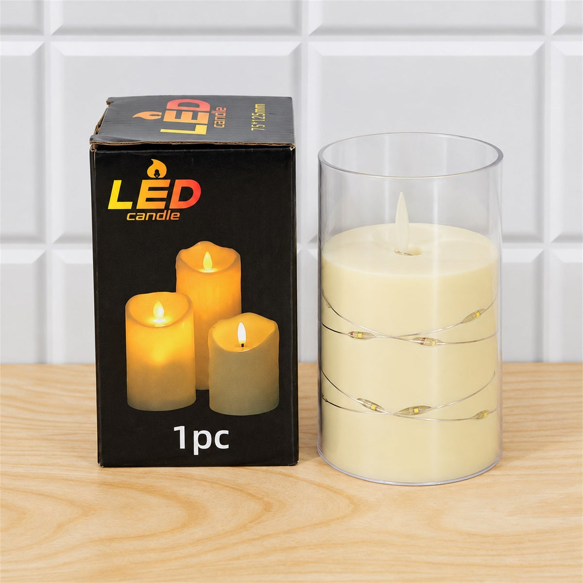Flameless Led Candle With Remote And Light Wire For Home Table Decor (1 Pc)