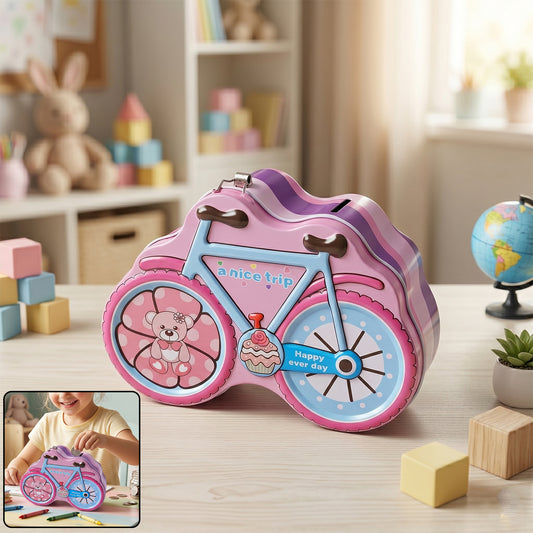 Bicycle Shape Piggy Bank With Lock Key 1 Pc