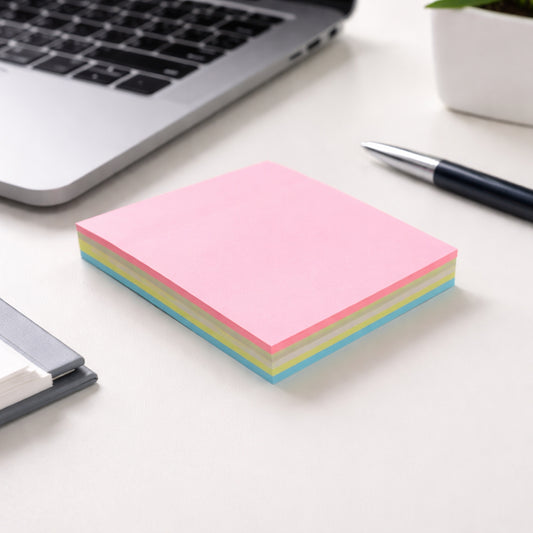 Wukusy 100-sheet sticky note pad with 3.3-inch size for quick notes, featuring bright yellow pages and adhesive backing.