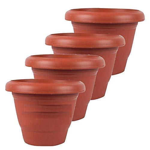 Brown heavy plastic garden planter pot by Wukusy, 0822 model, suitable for outdoor or indoor gardening, with a sturdy design.