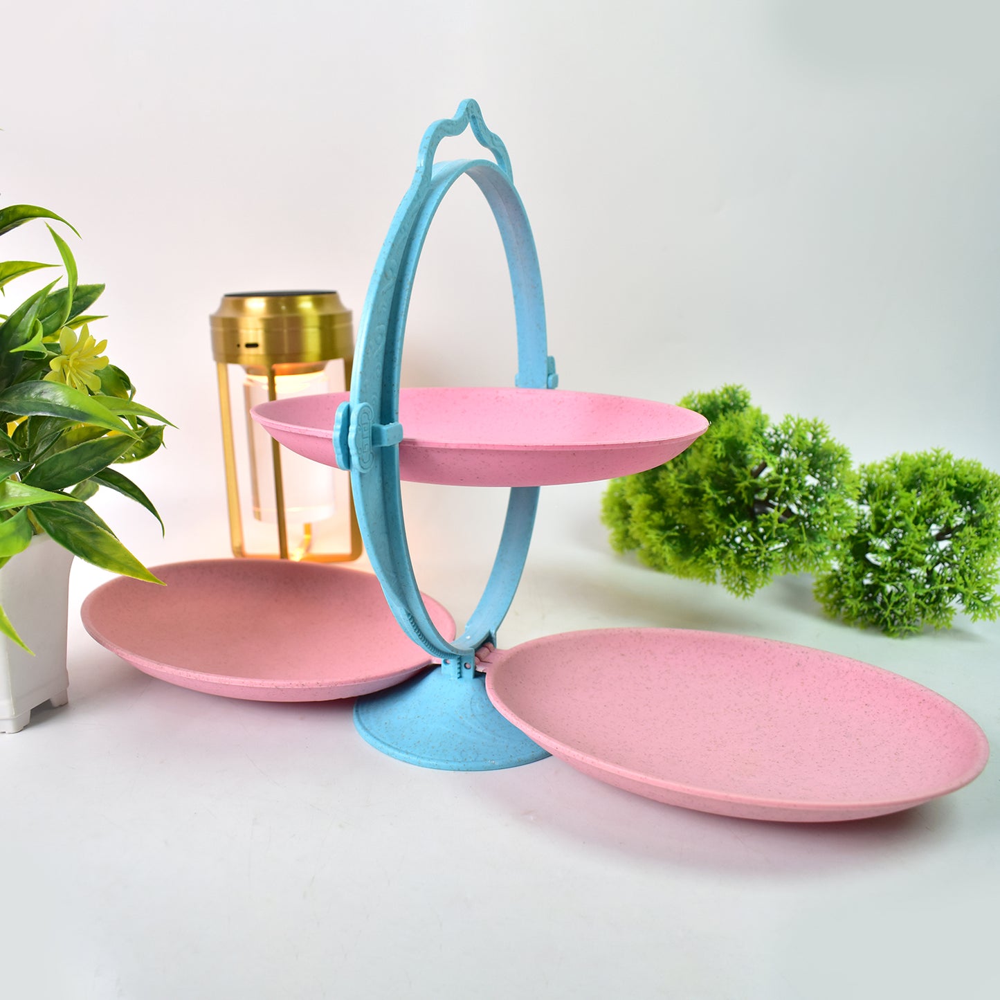 Foldable Fruit Plate Candy Dish Multi Use Mirror Shape Dried Fruit Tray (1 Set)