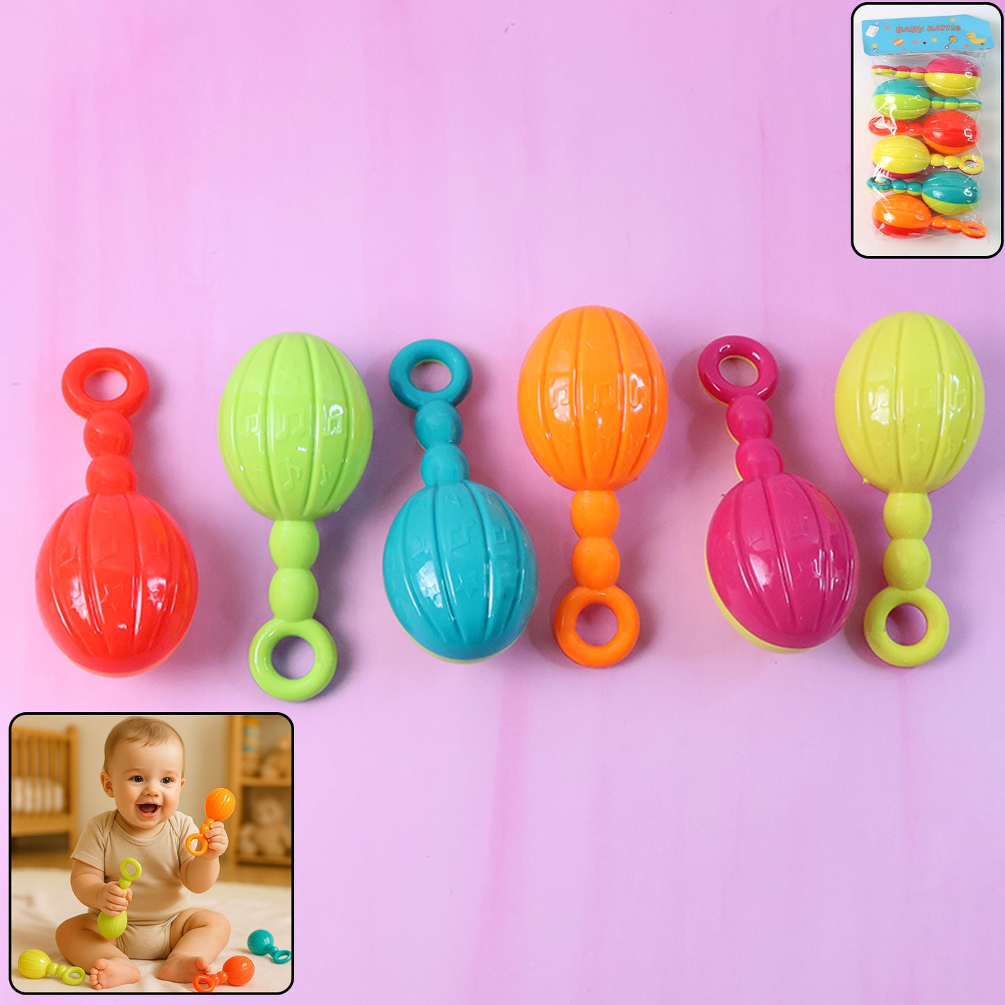 Baby Hand Rattle Toy - (6 Pc Set)