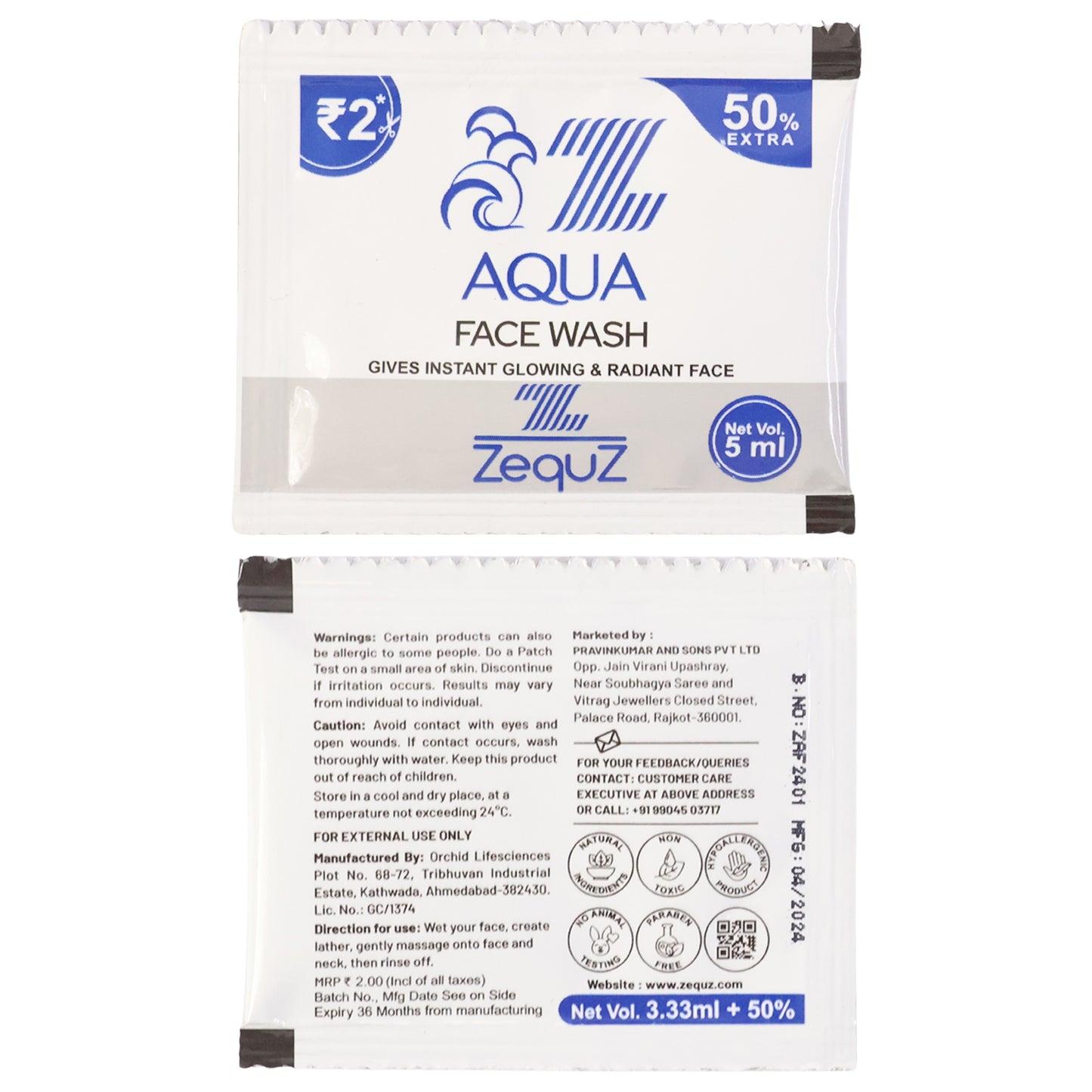 Zequz Aqua Face Wash Sachet (5 Ml 1 Pc)